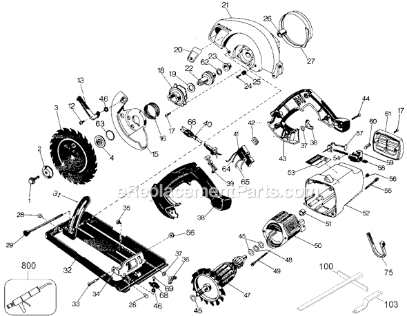 Page A Diagram and Parts List for 7390 Type 3 Black and Decker Circular Saw